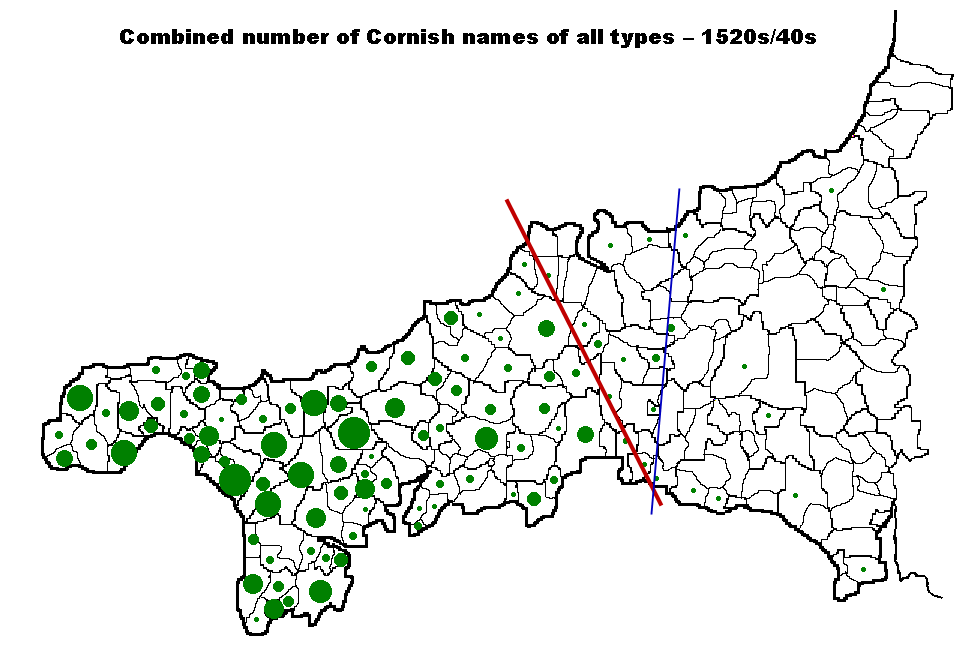 total Cornish names 1520s